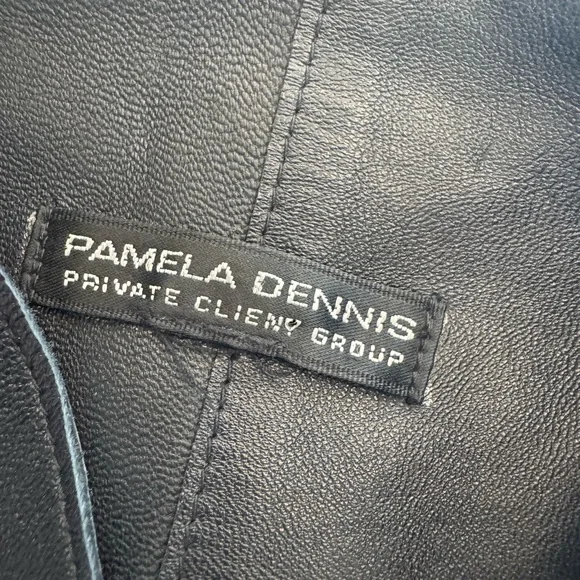 Pamela Dennis Black Leather Collarless Jacket - Picture 7 of 9